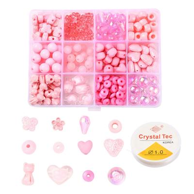 China 12 Grids Acrylic Loose Beads DIY Rose System Acrylic Beads Kit For Necklace Bracelet Crafts Jewelry Making for sale