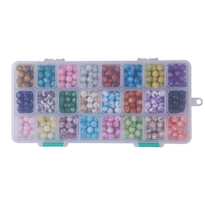 China Crystal 24 Grids 8mm Round Glass Spacer Beads Crystal Loose Beads Kit For DIY Craft Bracelets Jewelry Making for sale