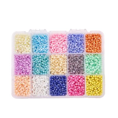 China Handmade 7500pcs 15 Color Crystal Seed Glass Beads DIY Mini Round Pony Spacer Beads Set For Jewelry Making for sale