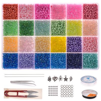 China 13000pcs 24 Color 3mm Crystal Spacer DIY Mini Round Beads Glass Seed Beads Set For Jewelry Making for sale