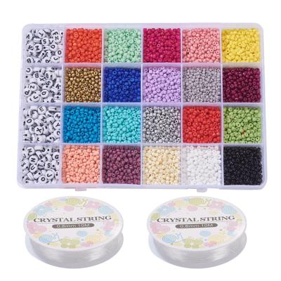 China Crystal 24 Color 3mm DIY Mini Round Pony Spacer Beads Letter Beads Glass Seed Beads Kit For Jewelry Making for sale