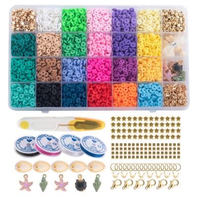 China 20 Color 4000 Pcs 6mm DIY Ceramic Flat Round Polymer Clay Spacer Beads Kit For Jewelry Making for sale