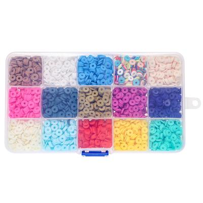 China Colorful Flat Round Polymer Clay Spacer Beads DIY 15 Grid Kit for DIY Jewelry Making for Kids for sale