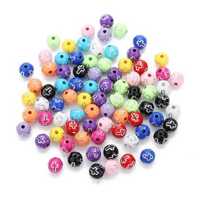 China 100Pcs 8mm DIY Acrylic Plastic Mixed Round Hole Loose Beads For Bracelets Jewelry Making for sale