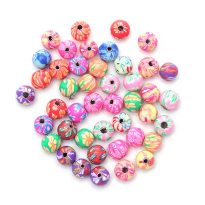 China 100PCS Ceramic Bracelet Beads Material Color Printing Round Soft Ceramic Clay Loose Beads DIY Jewelry Accessories for sale