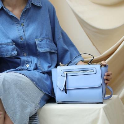 China Fashion Product Custom Vegan Leather Handbags Women Cross Body Bag Ladies Handbags Diagonal Square Zipper Bag (Blue) for sale