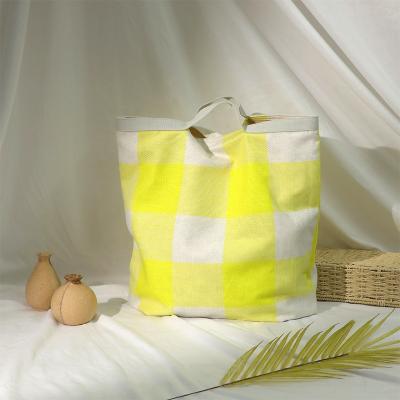 China Lemon Yellow Cotton Preppy Custom Canvas Girl's Tote Bag Fashion Product Style Tote Bag Cotton Tote Bag for sale