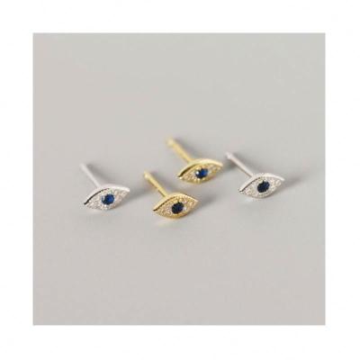 China Nickel Plated YHYHE0121 925 Sterling Silver Earrings Korean Cute Free Lead Free Gold Plated Earrings Rhinestone Blue Eyes Stud Earrings For Women for sale