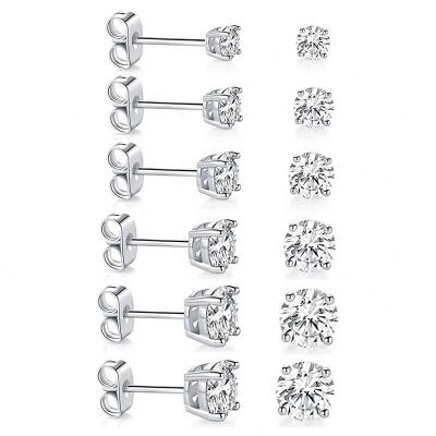 China Nickel Free Lead Free Silver Gold Tone With Cubic 925 Sterling Silver Stud Earring Jewelry Set From ME1295 100% Hypoallergenic for sale