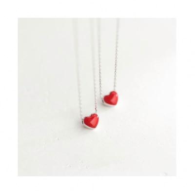 China ND2797 Sterling Silver Red Love Heart-Shaped Chain Necklace 100% Fashion JEWELRY Gift SILVER Nickel Free Jewelry for sale