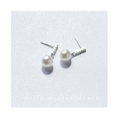 China EE0142-1 JEWELRY simple design freshwater nickel free SILVER silver pearl studs earring for girls for sale