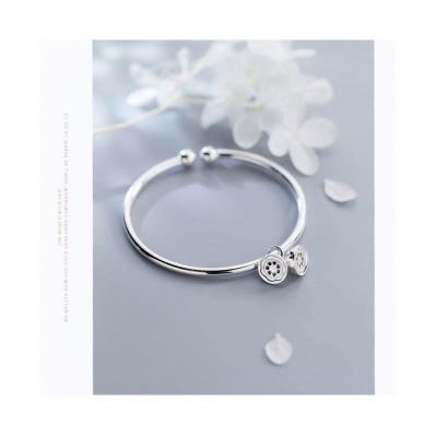 China BS3494 Sterling Silver Lotus Bangle Women Korean Simple Openable Bracelet Nickel Free for sale