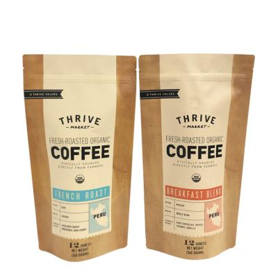 China Custom Digital Printing Moisture Proof Blank Stand Up Kraft Paper Bag With Zipper For Coffee Tea Milk Powder And Snack for sale