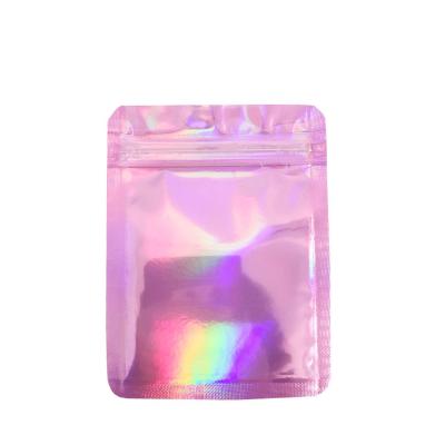 China Mylar Zipper Lock Bag Front Clear Holographic Plastic Jewelry Packaging Moisture Proof Pouch for sale