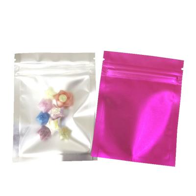 China Custom logo pink matte ziplock metallic foil bag small package security smell proof bags aluminum foil mylar bags for sale