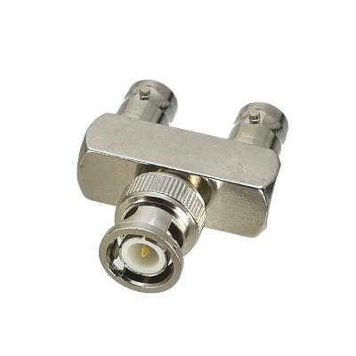 China Three Way RF Triple BNC Male Plug Y To Dual BNC Jack RF Female Adapter Cable Connector Coaxial Coupler 2X for sale