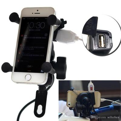 China WUPP 12V 1.5A Holder Mount Bicycle Motorcycle Motorcycle Phone GPS Holder Stand With USB Charger Power Outlet Socket For 3.5-6 Inch Mobile Phone for sale