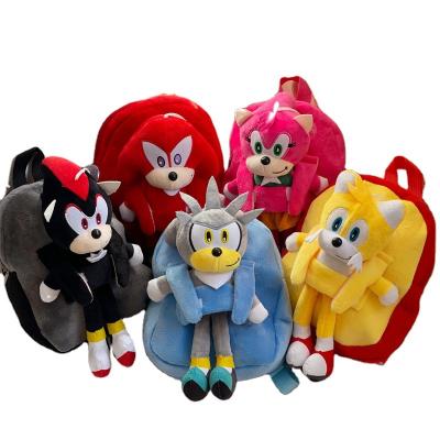 China Cross-Border Trend Hot Sale Super Sonic Plush Toy Backpacks Cute Cartoon Plush Backpacks Sonic Plush Doll For Kids Birthday Gift for sale