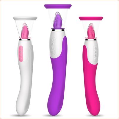 China Female Sex Toy Double Head Sucking Tongue Vibrator 7 Frequency Licking Suction Vibe for sale