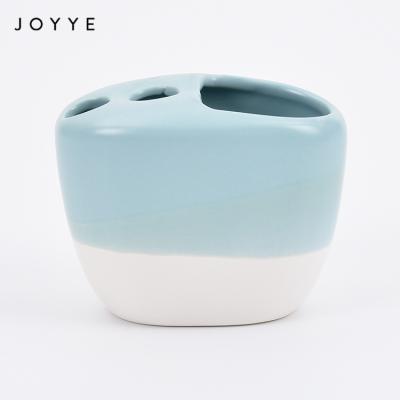 China Universal Viable Joyye Matt Glaze Square Ceramic Toothbrush Holder Rack, Toothbrush Holder for sale