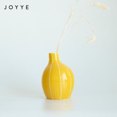 China Art Decor Joyye Restaurant Ceramic Stoneware Dish Vase Hydroponic Flower Vase for sale