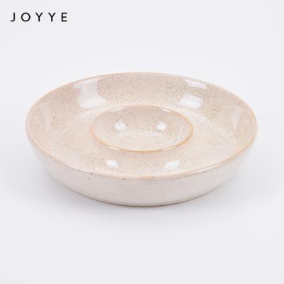 China Joyye China Sustainable Factory Nordic Beige Reactive Gloss Plates Tableware Shiny Gloss Customized Chip And Dip Dish Snack Dish for sale