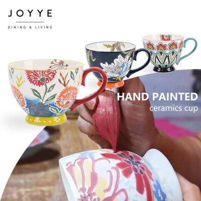 China JOYYE 2022 Viable Hand Painted Custom Ceramic Breakfast/Milk/Oatmeal/Water/Tea/Coffee Mugs Porcelain Mug Cups for sale