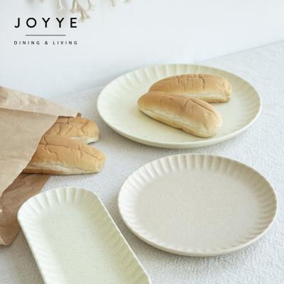 China JOYYE Viable Summer Popular Dishes Sets Matte Glazed Embossed Ceramic Dinnerware Set Dining Dishes Dishware Set Ceramic Tableware for sale