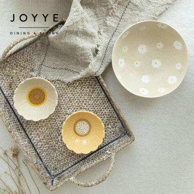 China JOYYE Sustainable Small Ceramic Bowls Flower Shape Hand Painted Bohemian Snack / Dip Bowl Mini Ceramic Bowls for sale