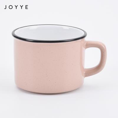 China Joyye Viable Cheap Ceramic Shiny Pink Mugs Modern Cup Handle Mug For Home for sale