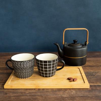 China Viable Joyye Customized High Quality Black Ceramic Mug Wholesale Stoneware Ceramic Tea Cup Color Mug for sale