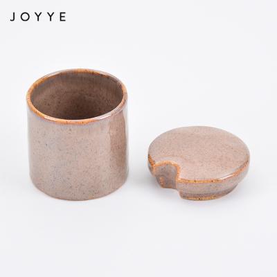 China Joyye Viable Handmade Reactive Luster Kitchenware Ceramic Sugar Pot Sugar Canister For House for sale