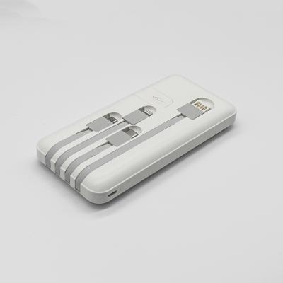 China 2021new Mobile Phone/Table PC/MP4/PSP/Iphone/Ipad/Digital Devices Charging 10000 mAh Power Bank with Built in Input and Output Cable Mobile Phone Holder Charger Power Banks for sale