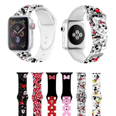 China Cartoon 44Mm Adjustable Soft Mickey Wristband Silicone Strap Mickey Watch Bands Strap For Apple 38Mm for sale