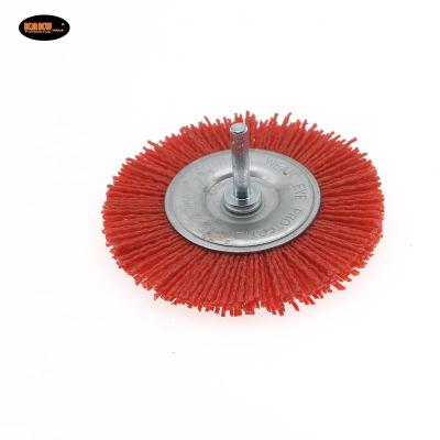 China High Efficiency KAKU Factory Supply Nylon Alloy Polishing Machine Wheel Brush Cleaning Brush Red Abrasive Brush for sale