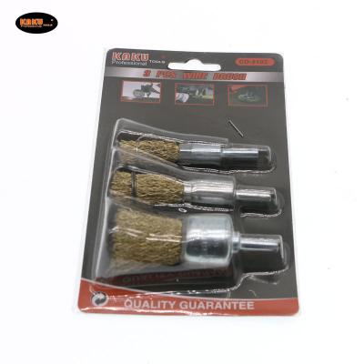 China Cleanging KAKU 3pcs Stainless Steel Wire Brushes Set Wheel Rust Remover Polishing Wheel Brushes for sale