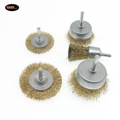 China Cleanging KAKU Wholesale Price Power Tool Brush 5pcs Drill Brush Steel Wire Set Brush for Electric Power Drill for sale