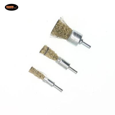 China Cleaning KAKU Hot Selling Industrial Rust Removed Brass Curved Wire Brush Scaling Mini Polishing Brushes Set for sale