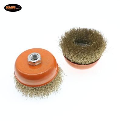 China High Efficiency KAKU Custom Industry 2.5in 3in 4in 5in 6 inch Thread Grinder Cup Wire Wheel Polishing Brush for sale