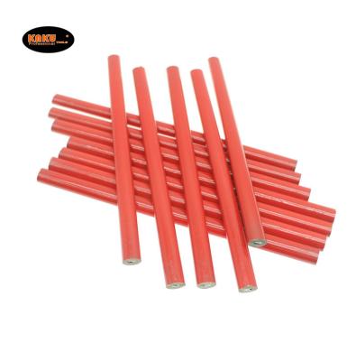 China KAKU Wholesale Building Construction 7inch Round HB Red Wooden Carpenter Sketching Pencil Woodworking for sale