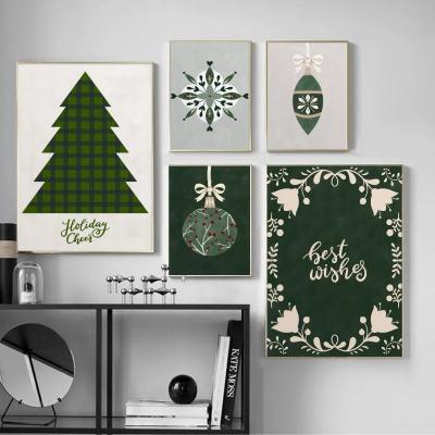 China Custom Nordic Christmas Decor Baby Kids Room Wall Pictures Garland Wall Art Canvas Painting Cartoon Christmas Tree Posters and Prints Customization for sale