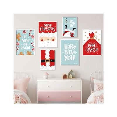 China Personalized Customization Cute Christmas Cartoon Decor Holiday Wish Poster Happy New Year 2021 Wall Art Room Nursery Picture Canvas Print for sale