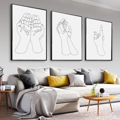 China Islamic Abstract Prayer Allah Hand Canvas Painting Abstract Art Print Simplicity Picture Modern Line Drawing Poster Living Room Decor for sale