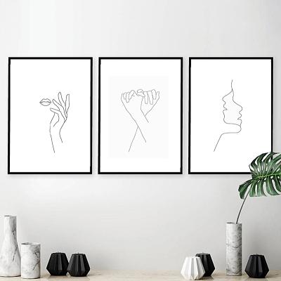 China Wall Art Sketch Love Quote Wall Picture Painting Decor Line Drawing Print Minimalist Fashion Canvas Simple Waterproof Poster Black White for sale