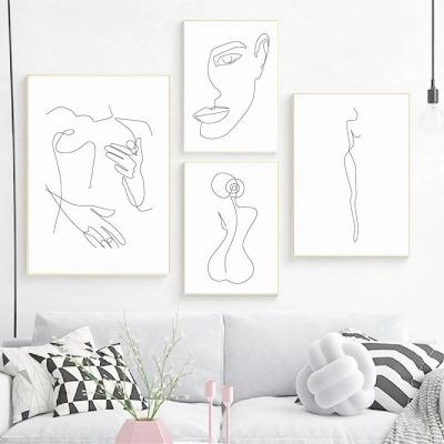 China Nordic Minimalist Abstract Figure Line Print Modern Simplicity Canvas Painting for sale