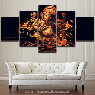 China Eco-friendly Digital Printing Modern Home Decor Art Painting With Elephant God Ganesha Outlined For Wall Art Decoration for sale