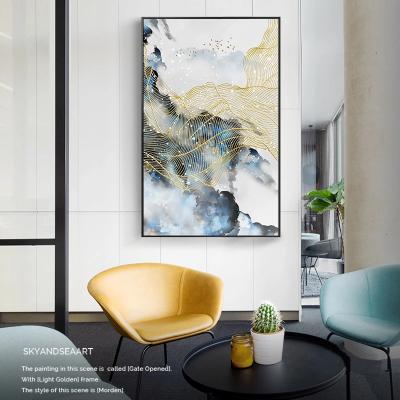 China Abstract Neo-Chinese Style Picture With Gold Line Abstract Painting Canvas Painting for sale