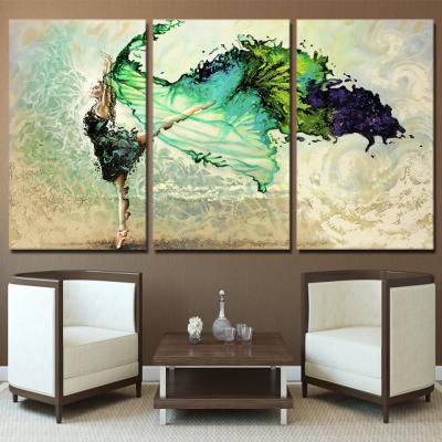 China Abstract Eco-friendly Art Painting Modern Canvas Painting Landscape Dancing Women Paintings 3 Panel For Home Decor for sale