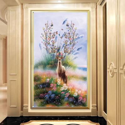 China Eco-Freindly Nordic Wholesale Decor Elk Canvas Wall Art Pictures Christmas Decoration Home Painting For Living Room for sale