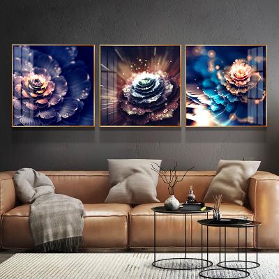 China Dropship Modern Minimalist Decorative Painting Plant Flowers Crystal Porcelain Sofa Background Wall Painting for sale